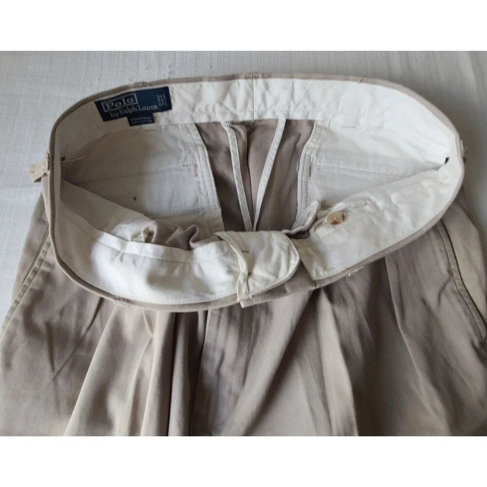 Polo Ralph Lauren Pants Men's 34X30 Beige Chino Classic Pleated Khaki